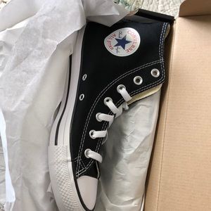 Brand new in box black converse high tops